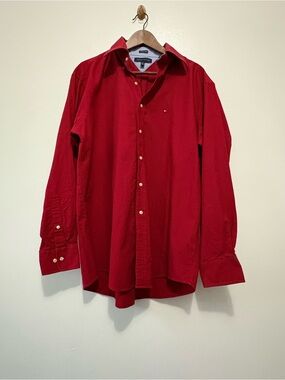 Tommy Hilfiger Men’s Deep Red Classic Button-Down Shirt